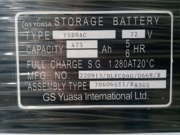 Battery Forklift Yuasa VSD9AC
